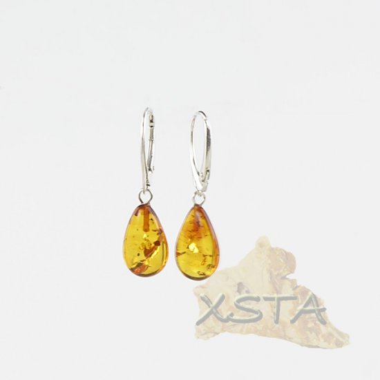 Cognac drop Baltic amber earrings